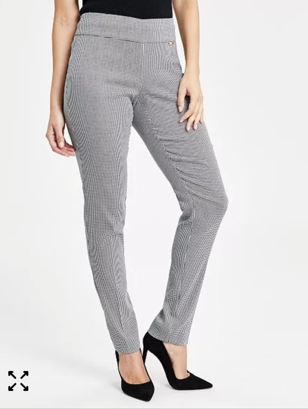 INC International Concepts Black & White Houndstooth Straight-Leg Pants